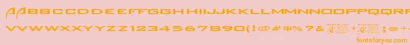Backslash-Schriftart – Orangefarbene Schriften auf rosa Hintergrund