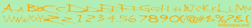 BackscratcherRegularTtext-Schriftart – Orangefarbene Schriften auf grünem Hintergrund