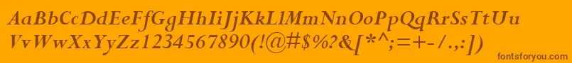PerpetuaРџРѕР»СѓР¶РёСЂРЅС‹Р№РљСѓСЂСЃРёРІ-Schriftart – Braune Schriften auf orangefarbenem Hintergrund