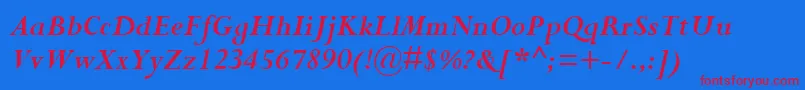 PerpetuaРџРѕР»СѓР¶РёСЂРЅС‹Р№РљСѓСЂСЃРёРІ Font – Red Fonts on Blue Background