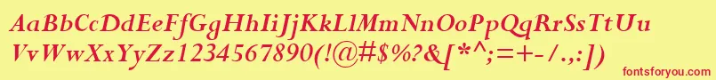 PerpetuaРџРѕР»СѓР¶РёСЂРЅС‹Р№РљСѓСЂСЃРёРІ Font – Red Fonts on Yellow Background