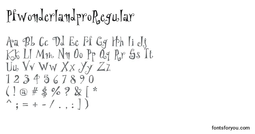 A fonte PfwonderlandproRegular – alfabeto, números, caracteres especiais