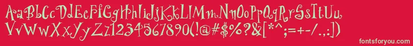 PfwonderlandproRegular Font – Green Fonts on Red Background