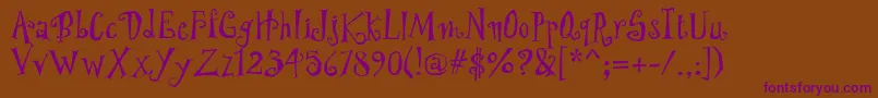 PfwonderlandproRegular-Schriftart – Violette Schriften auf braunem Hintergrund