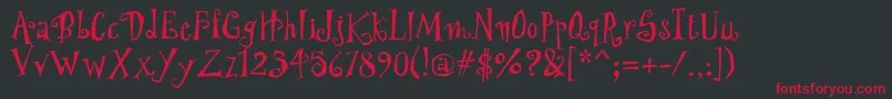 PfwonderlandproRegular Font – Red Fonts on Black Background