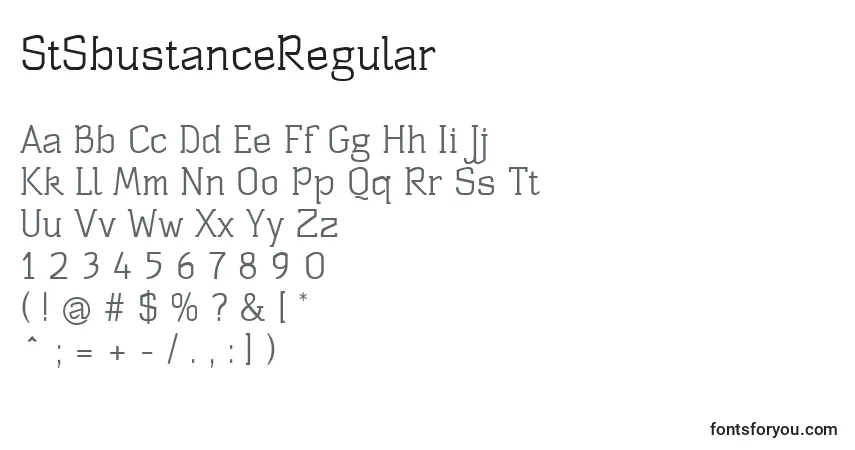 Schriftart StSbustanceRegular – Alphabet, Zahlen, spezielle Symbole