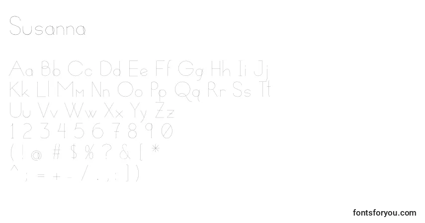 Шрифт Susanna – алфавит, цифры, специальные символы