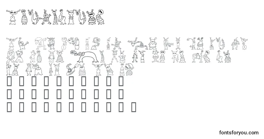 Czcionka AlienTwits – alfabet, cyfry, specjalne znaki