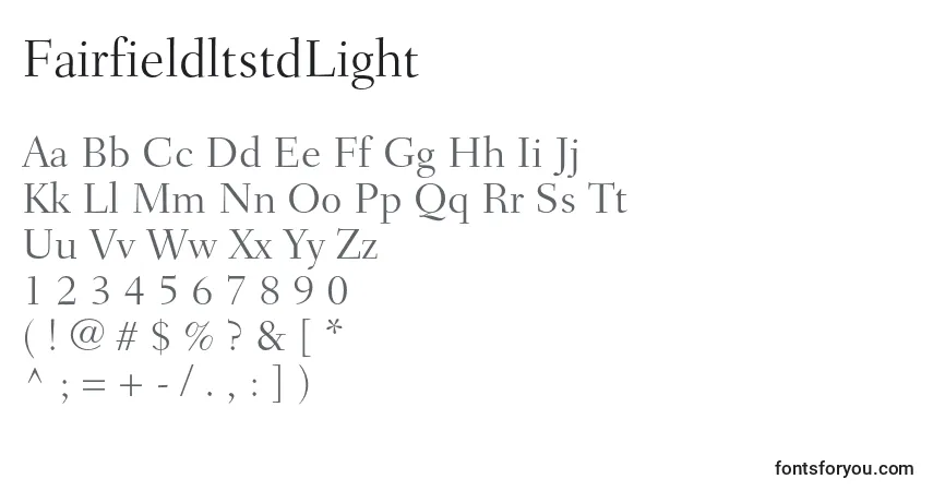 Schriftart FairfieldltstdLight – Alphabet, Zahlen, spezielle Symbole