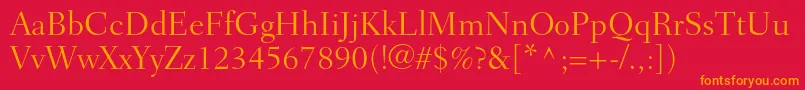FairfieldltstdLight Font – Orange Fonts on Red Background
