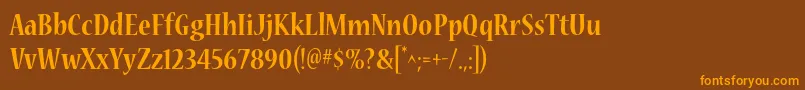 NuevastdBoldcond Font – Orange Fonts on Brown Background