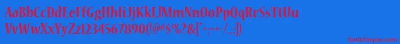 NuevastdBoldcond Font – Red Fonts on Blue Background