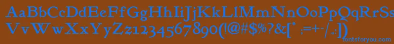 Kelmscottromannf Font – Blue Fonts on Brown Background