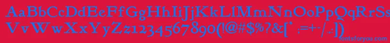 Kelmscottromannf Font – Blue Fonts on Red Background