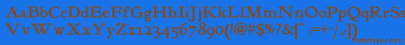 Kelmscottromannf Font – Brown Fonts on Blue Background