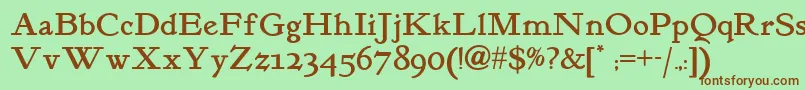 Kelmscottromannf Font – Brown Fonts on Green Background