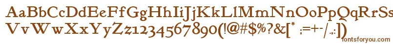 Kelmscottromannf-fontti – ruskeat fontit valkoisella taustalla
