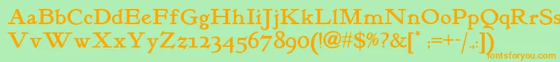 Kelmscottromannf Font – Orange Fonts on Green Background