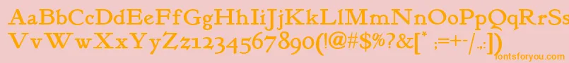 Kelmscottromannf Font – Orange Fonts on Pink Background