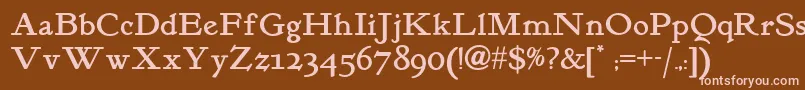 Kelmscottromannf Font – Pink Fonts on Brown Background