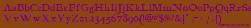 Kelmscottromannf Font – Purple Fonts on Brown Background
