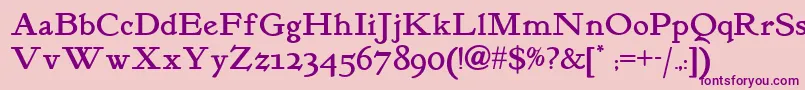 Kelmscottromannf Font – Purple Fonts on Pink Background