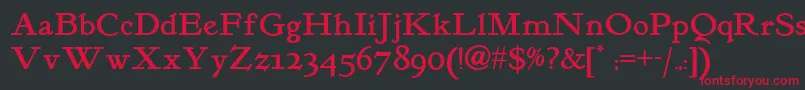 Kelmscottromannf Font – Red Fonts on Black Background
