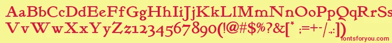 Kelmscottromannf Font – Red Fonts on Yellow Background