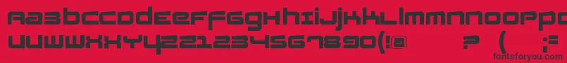 Fatsansrotated-Schriftart – Schwarze Schriften auf rotem Hintergrund