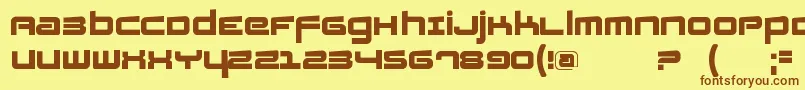 Fatsansrotated-Schriftart – Braune Schriften auf gelbem Hintergrund