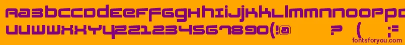 Fatsansrotated-fontti – violetit fontit oranssilla taustalla