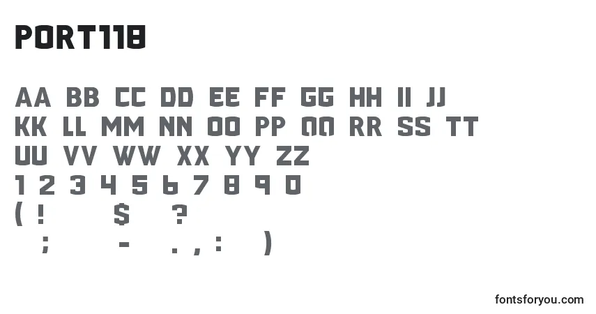 Czcionka Port118 – alfabet, cyfry, specjalne znaki