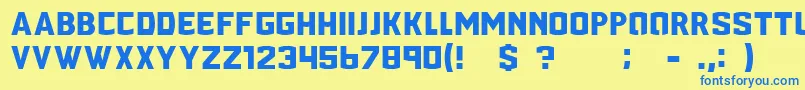 フォントPort118 – 青い文字が黄色の背景にあります。