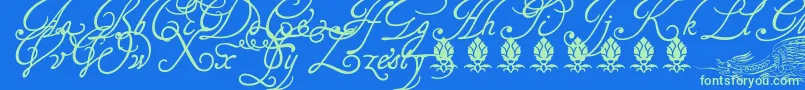 Tagettp2U Font – Green Fonts on Blue Background