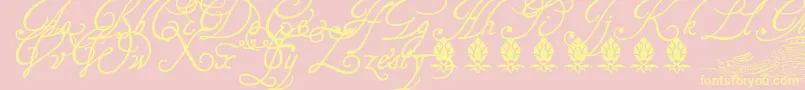 Tagettp2U-Schriftart – Gelbe Schriften auf rosa Hintergrund