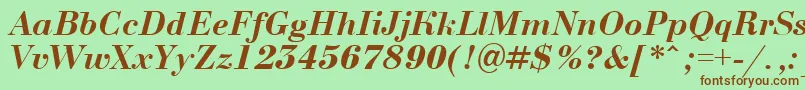 Fonte ABodoninovaBolditalic – fontes marrons em um fundo verde