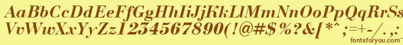 Fonte ABodoninovaBolditalic – fontes marrons em um fundo amarelo