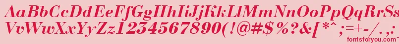 フォントABodoninovaBolditalic – ピンクの背景に赤い文字