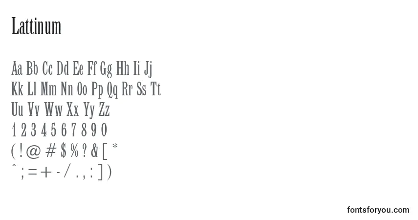 Czcionka Lattinum – alfabet, cyfry, specjalne znaki