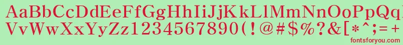 Fonte HymyeongjoExtra – fontes vermelhas em um fundo verde