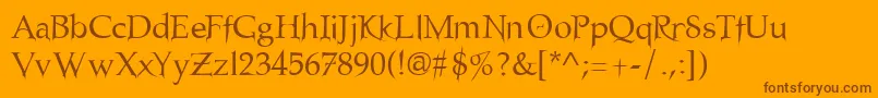 Nosfer-fontti – ruskeat fontit oranssilla taustalla