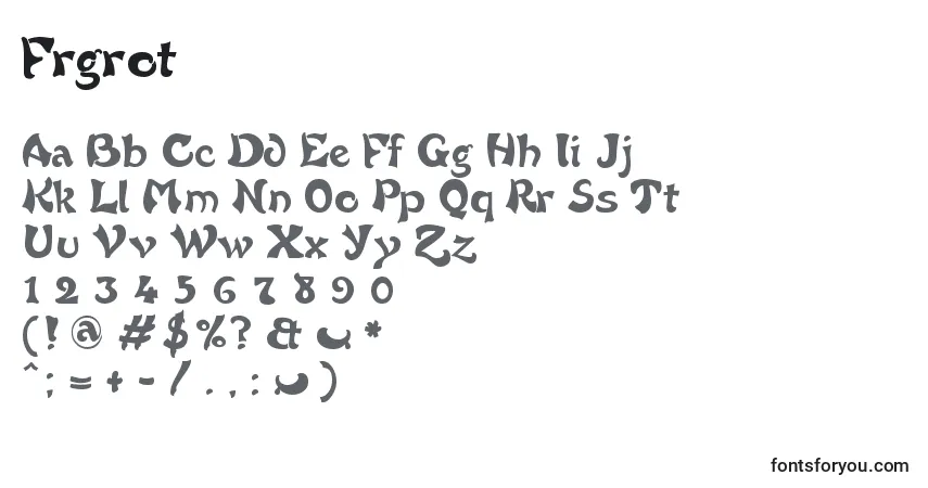 Czcionka Frgrot – alfabet, cyfry, specjalne znaki