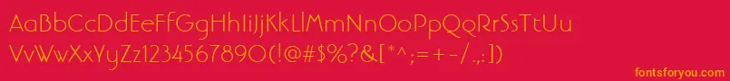LinotypebanjomantextLight Font – Orange Fonts on Red Background