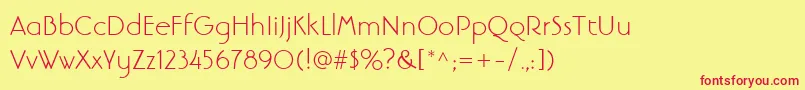 Fonte LinotypebanjomantextLight – fontes vermelhas em um fundo amarelo