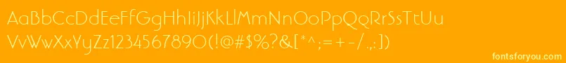 LinotypebanjomantextLight Font – Yellow Fonts on Orange Background