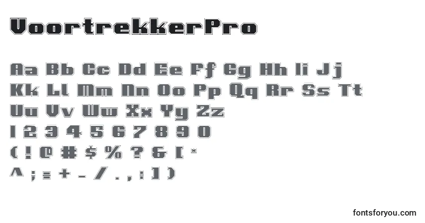 A fonte VoortrekkerPro – alfabeto, números, caracteres especiais