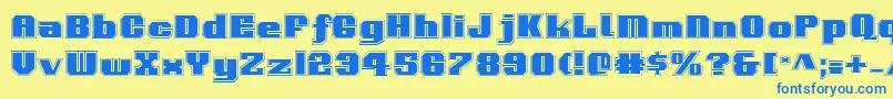 フォントVoortrekkerPro – 青い文字が黄色の背景にあります。