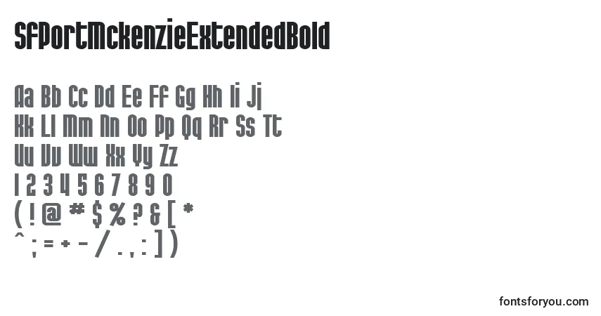Czcionka SfPortMckenzieExtendedBold – alfabet, cyfry, specjalne znaki