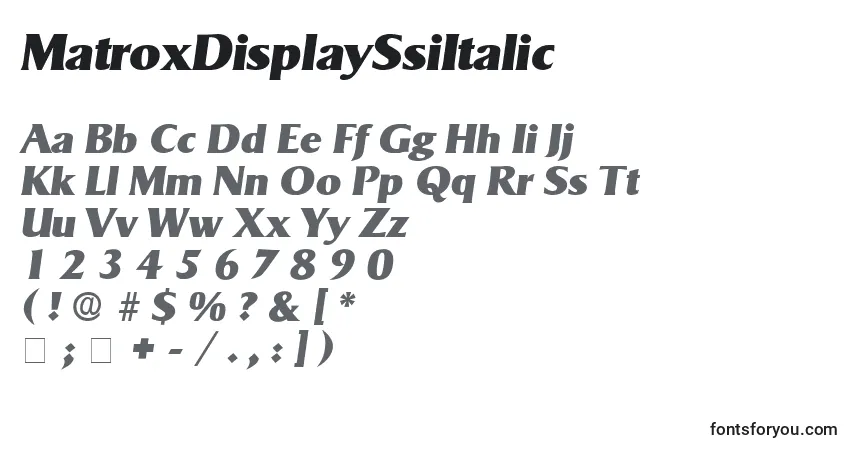 Schriftart MatroxDisplaySsiItalic – Alphabet, Zahlen, spezielle Symbole