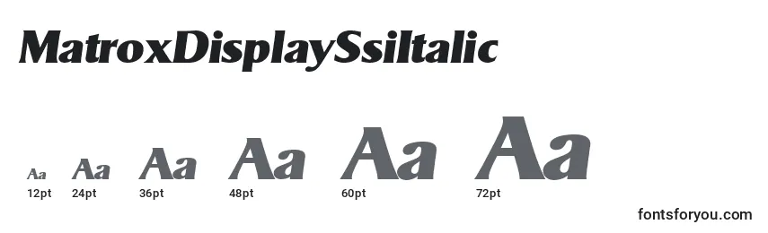 Größen der Schriftart MatroxDisplaySsiItalic